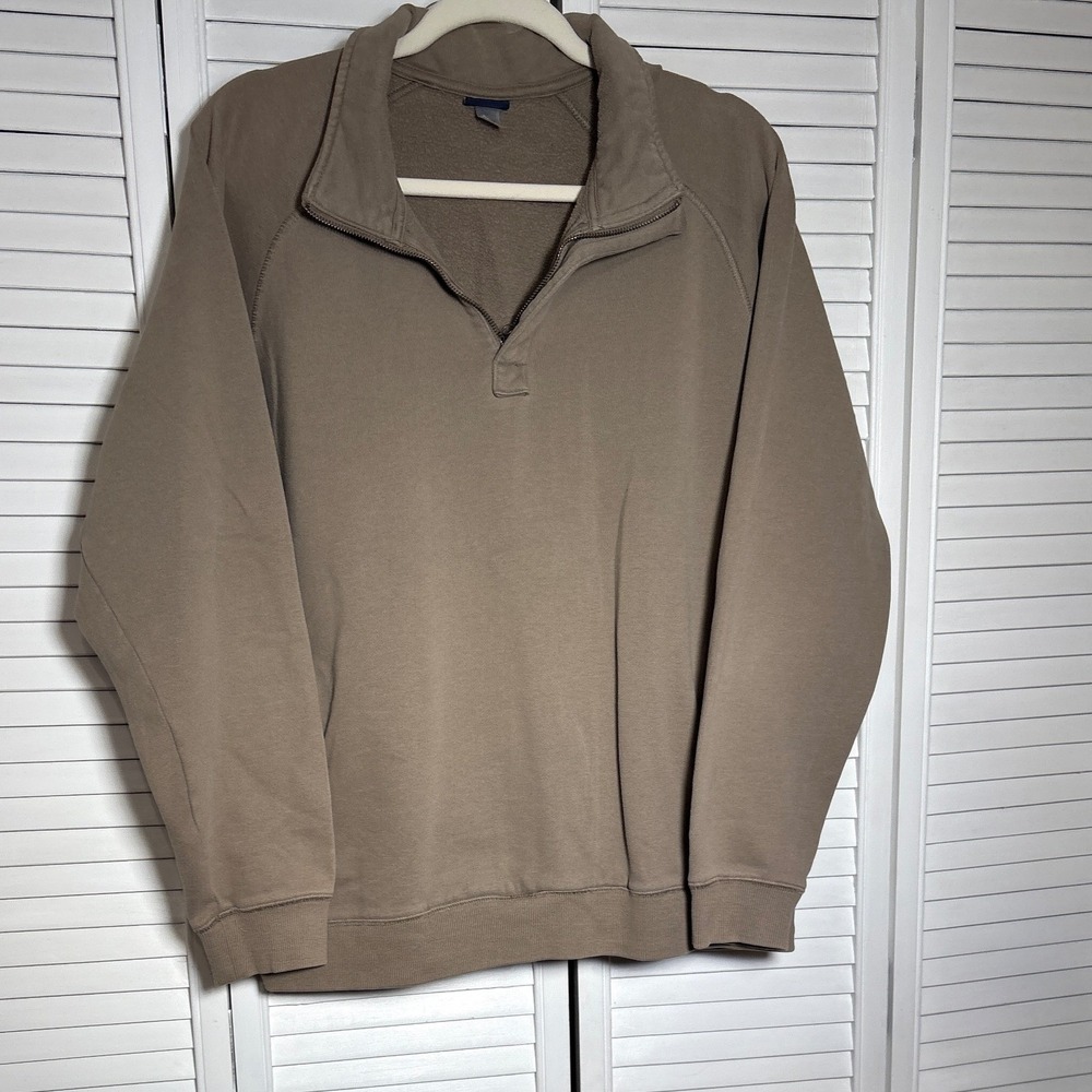 Gear for Sports Mens Quarter Zip Sweatshirt Tan Khaki Pullover Large RN49314